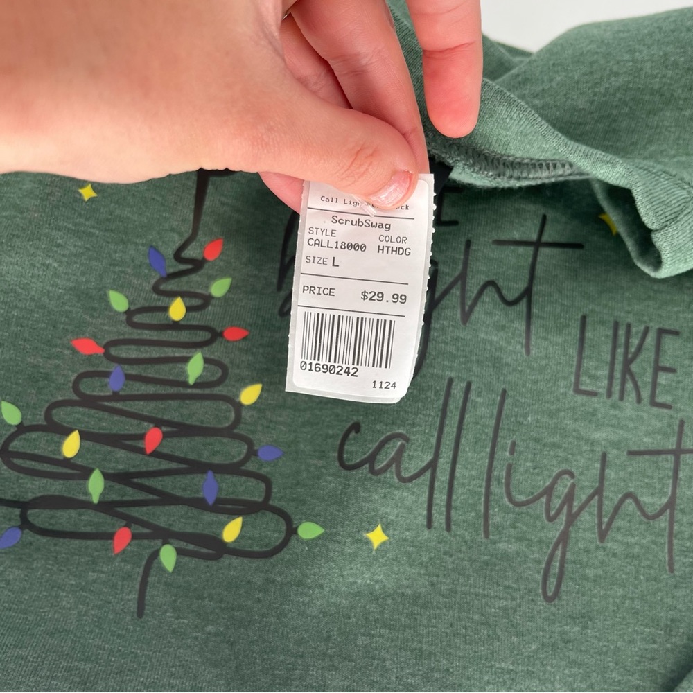 Smart Scrubs Green Sweatshirt with Festive Design - Picture 4 of 5